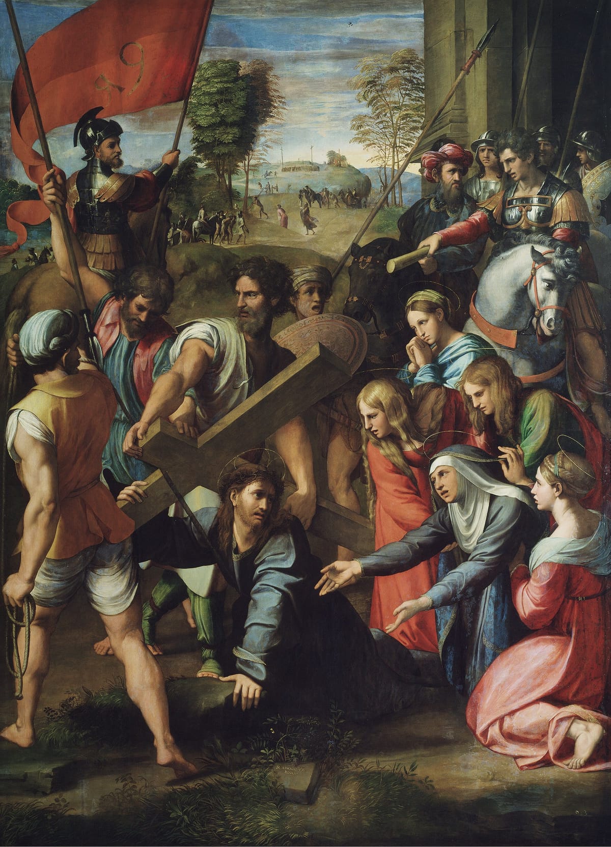 Christ Falling on the Way to Calvary (1516) by Raphael - Public Domain Catholic Painting
