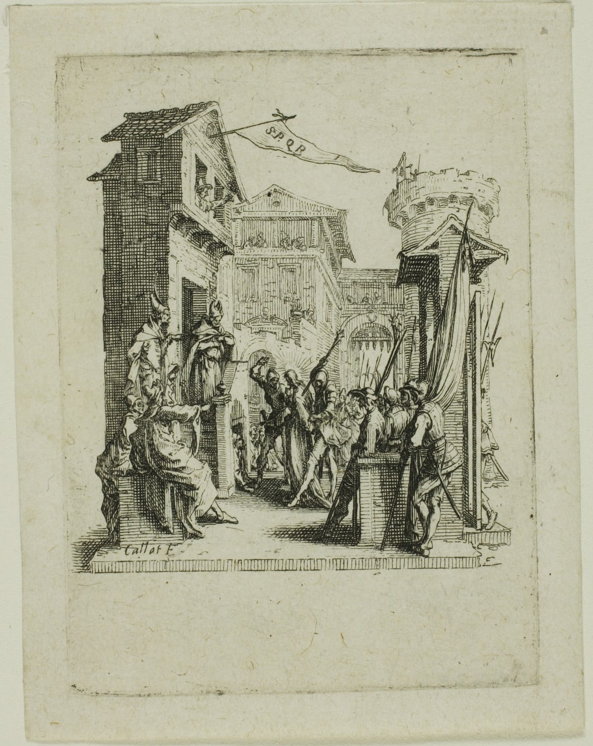 Jesus Before Caiaphas, from The Small Passion (1624/31) by Jacques Callot - Public Domain Catholic Painting