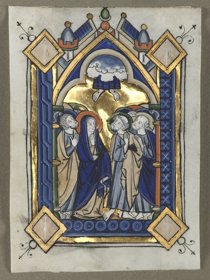 Leaf Excised from a Psalter: The Ascension (1260) - Public Domain Catholic Painting