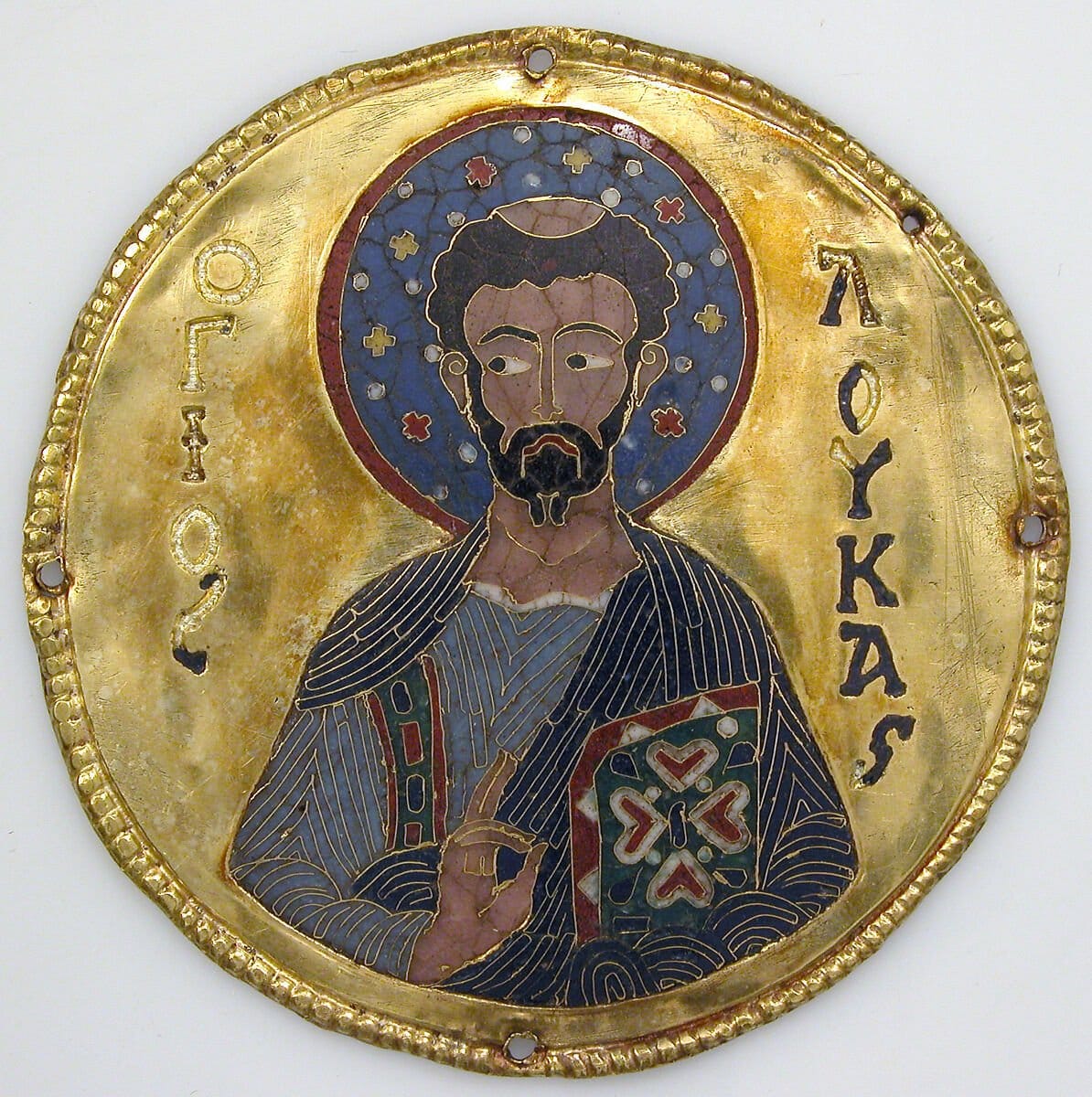 Medallion with Saint Luke from an Icon Frame (1100) - Public Domain Orthodox Stock Photo