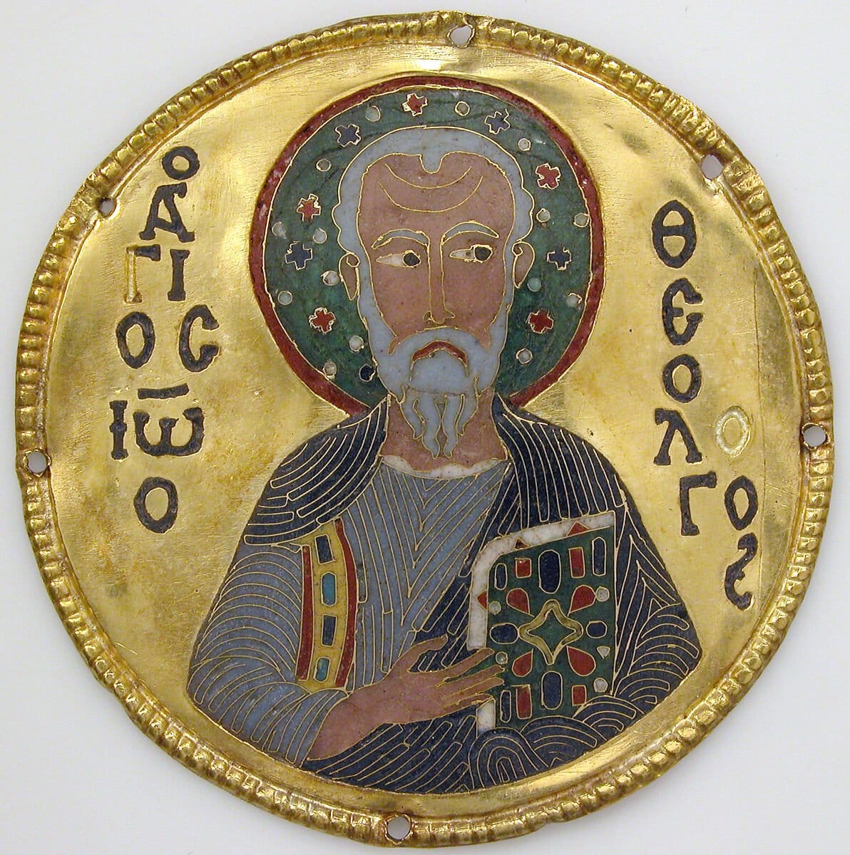 Medallion with Saint John the Evangelist from an Icon Frame (1100) - Public Domain Orthodox Stock Photo