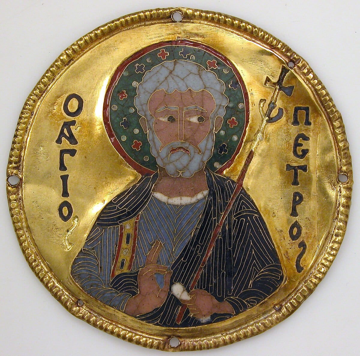 Medallion with Saint Peter from an Icon Frame (1100) - Public Domain Orthodox Stock Photo