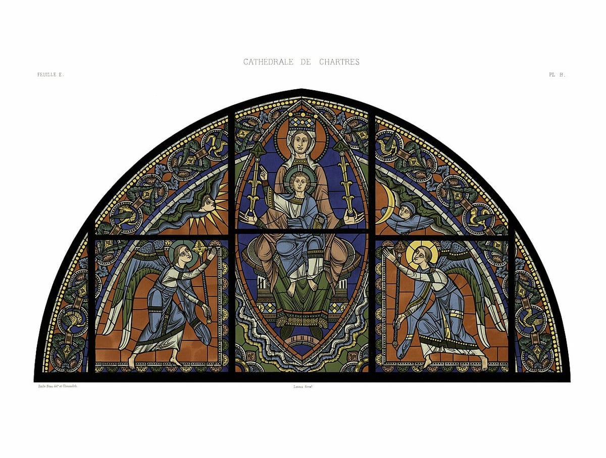 Monographia of the cathedral of Chartres - Theotokos and Child Christ with Angels (1867) - Public Domain Catholic Painting