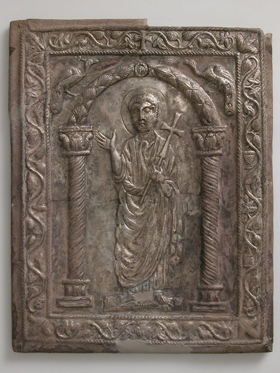 Plaque with Saint Peter (550-600) - Public Domain Orthodox Stock Photo