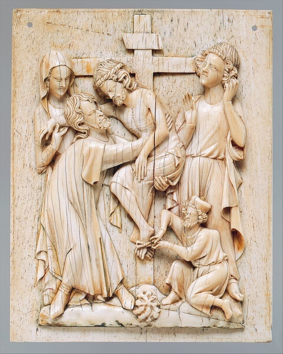 Plaque with the Descent from the Cross (1320-1340) - Public Domain Catholic Stock Photo