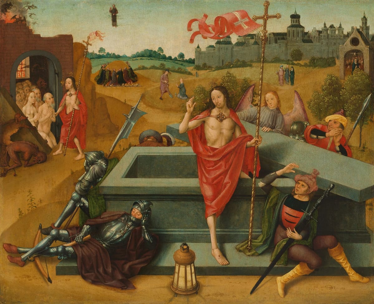 Resurrection of Christ (1485-1500) by circle of Master of the Amsterdam Death of the Virgin - Public Domain Catholic Painting