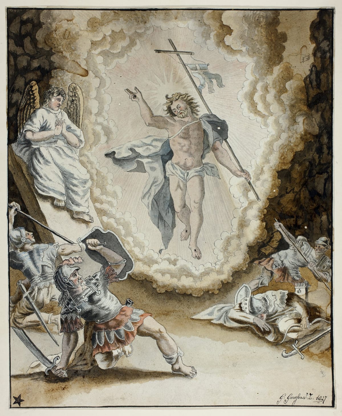 Resurrection of Christ (1827) by Gerardus Gossen - Public Domain Catholic Painting