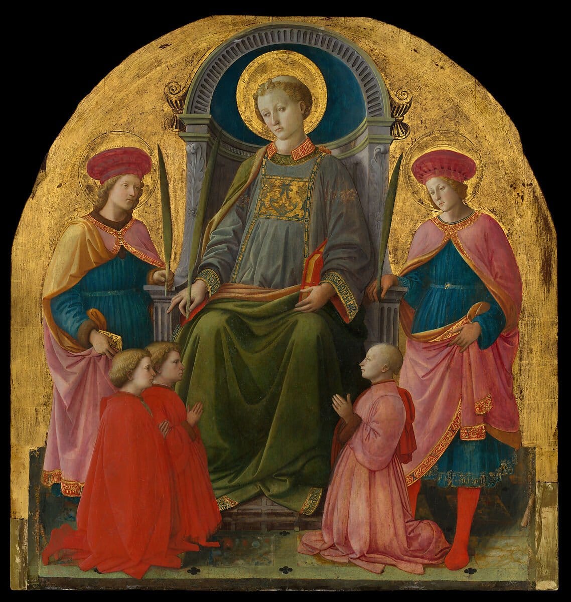 Saint Lawrence Enthroned with Saints and Donors (1440-1449) by Fra Filippo Lippi - Public Domain Catholic Painting