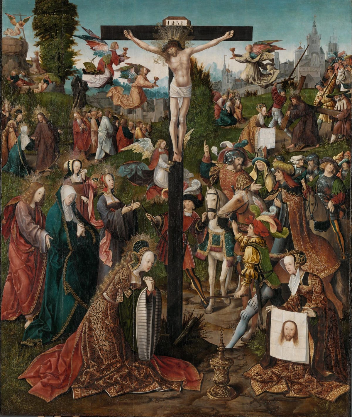 The Crucifixion (1507-1510) by Jacob Cornelisz van Oostsanen - Public Domain Catholic Painting