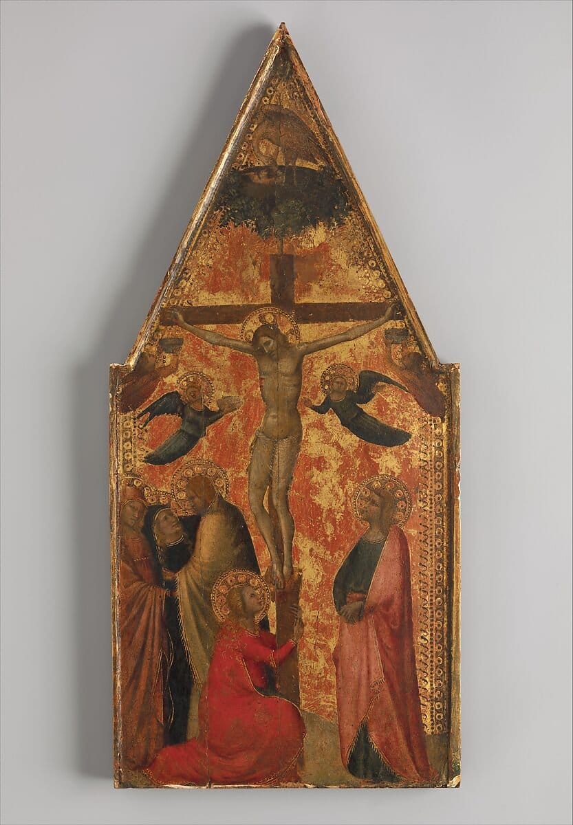 The Crucifixion (1355-1360) by Allegretto Nuzi - Public Domain Catholic Painting