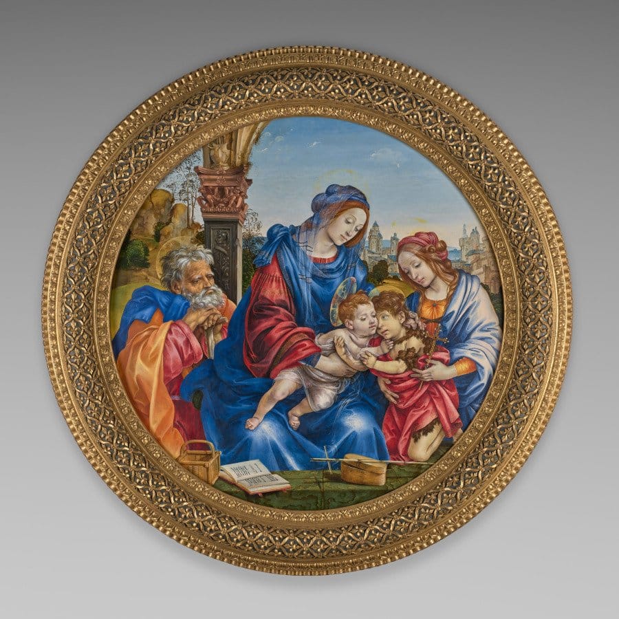 The Holy Family with Saint John the Baptist and Saint Margaret (1488-1493) by Filippino Lippi - Public Domain Catholic Painting