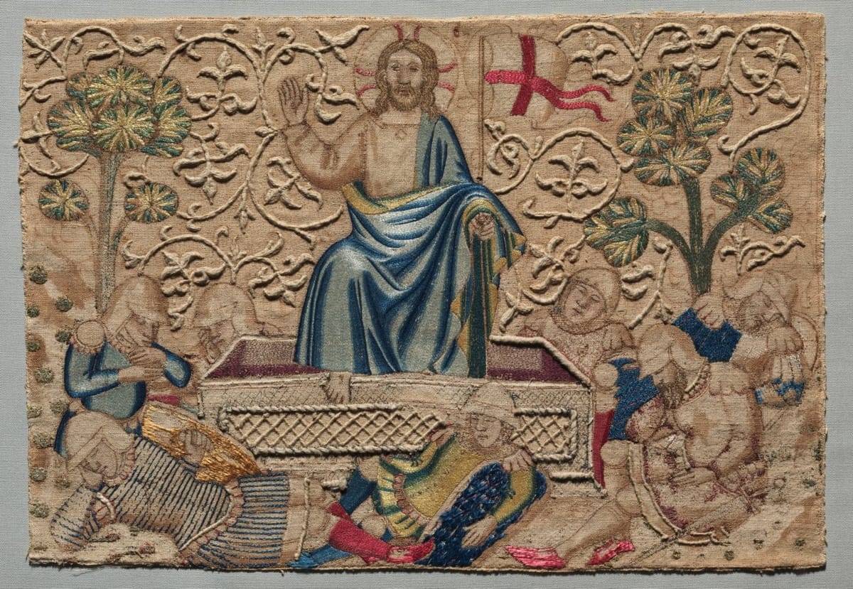 The Resurrection, from an Altar Frontal (1375-1400) - Public Domain Catholic Stock Photo