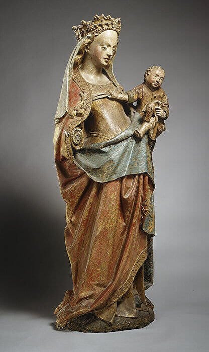Virgin and Child with Bird (15th century) - Public Domain Catholic Stock Photo