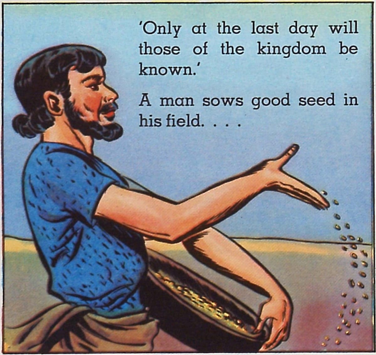 A Man Sows Good Seed in His Field (1947) - Public Domain Catholic Comic Art
