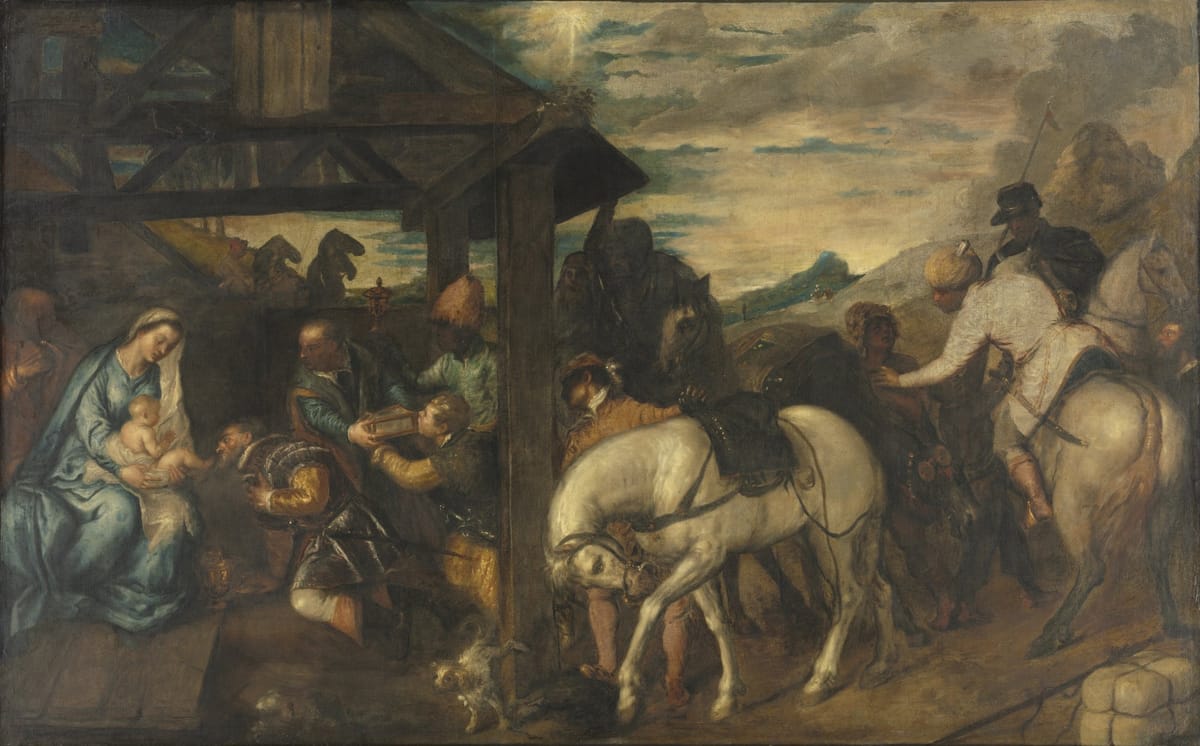 Adoration of the Magi (16th century) by Titian - Public Domain Catholic Painting