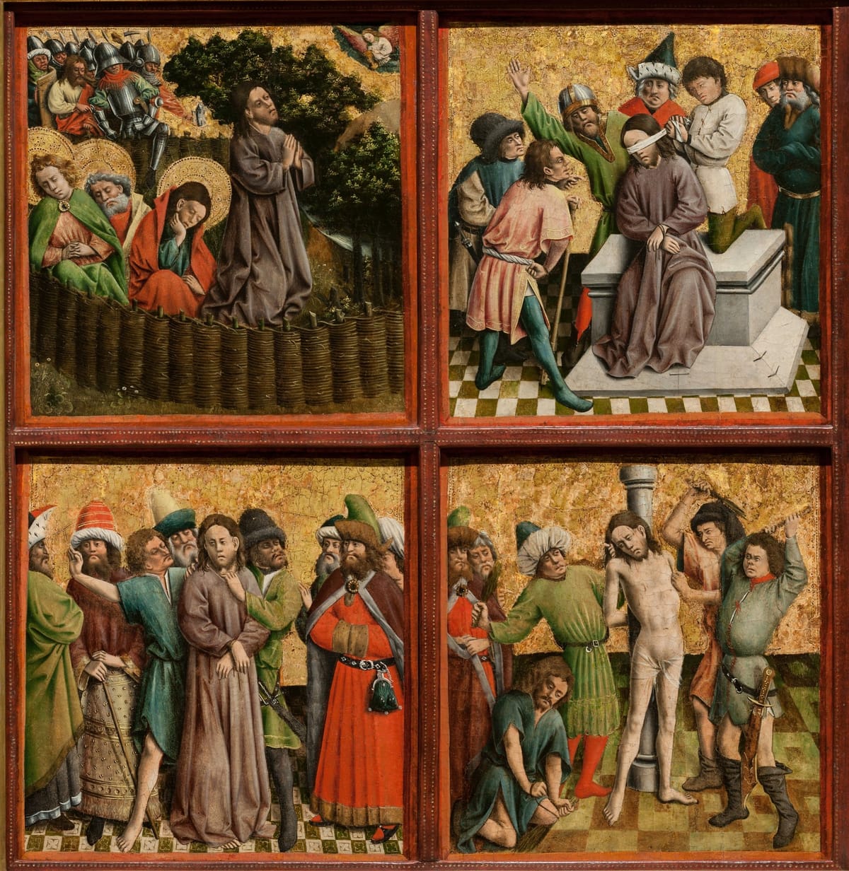 Altarpiece with The Passion of Christ (1440) by Master of the Schlägl Altarpiece - Public Domain Catholic Painting