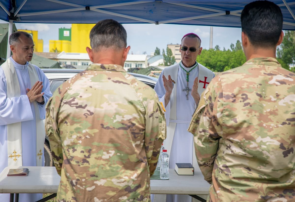 Bishop Muhm Celebrates Catholic Mass with Soldiers in Romania (2023) by Sgt. Sherald McAulay, U.S. Army - Public Domain Catholic Stock Photo