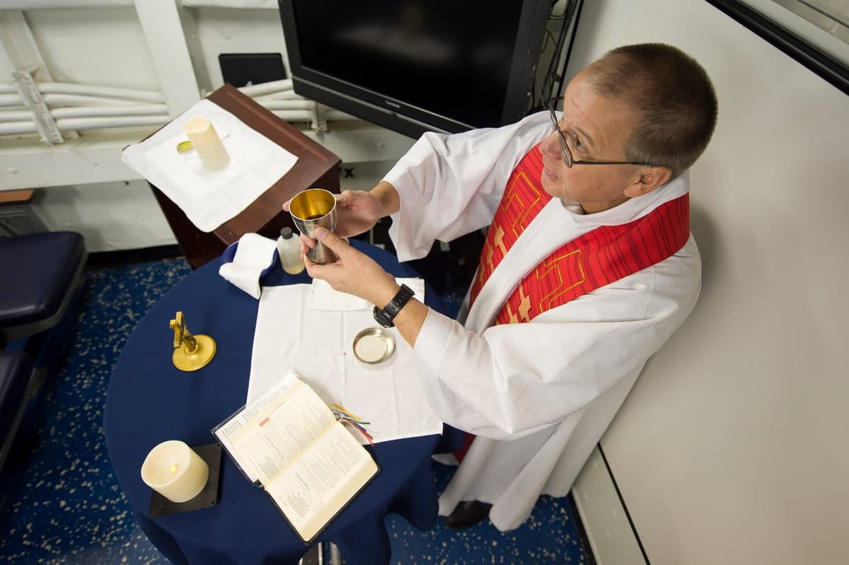 Catholic Confirmation Service Aboard USS Arleigh Burke (2014) by MC2 Carlos M. Vazquez II, USN - Public Domain Catholic Stock Photo