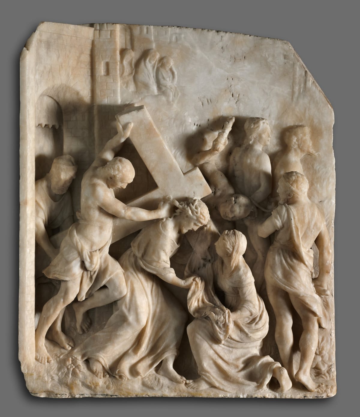 Christ Carrying the Cross with Saints Simon and Veronica (1545) by Jacques Dubroeucq - Public Domain Catholic Stock Photo
