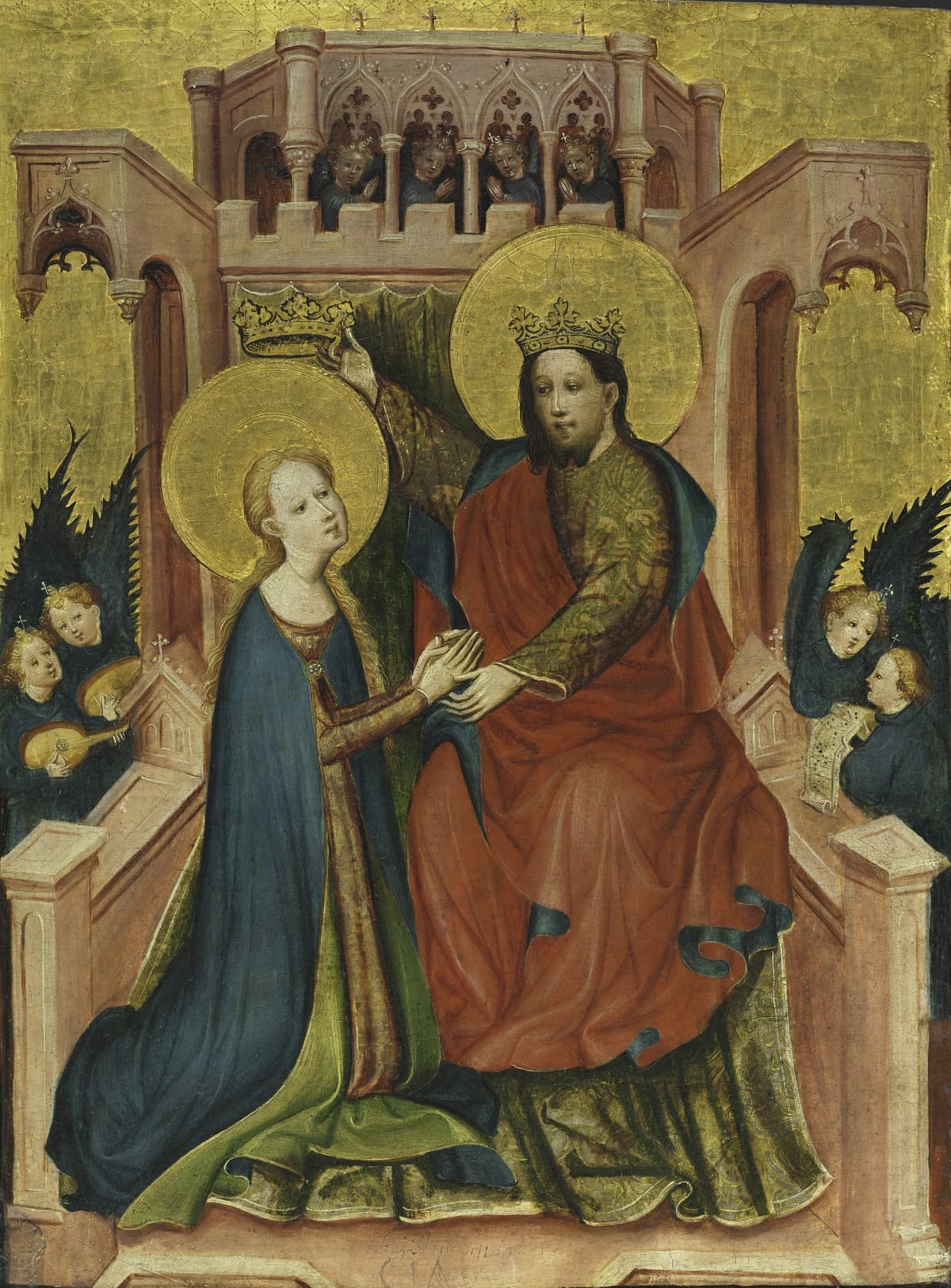 Coronation of the Virgin (1410) by Master of the Fröndenberg Altarpiece - Public Domain Catholic Painting