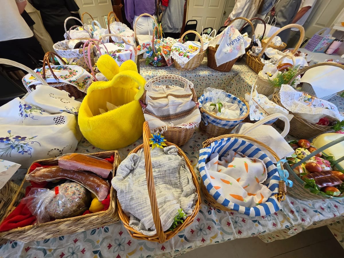 Easter Baskets Ready for Blessing on Pascha at Our Lady of Perpetual Help Byzantine Catholic Church, Virginia Beach (2026) by Shalone Cason - Public Domain Catholic Stock Photo