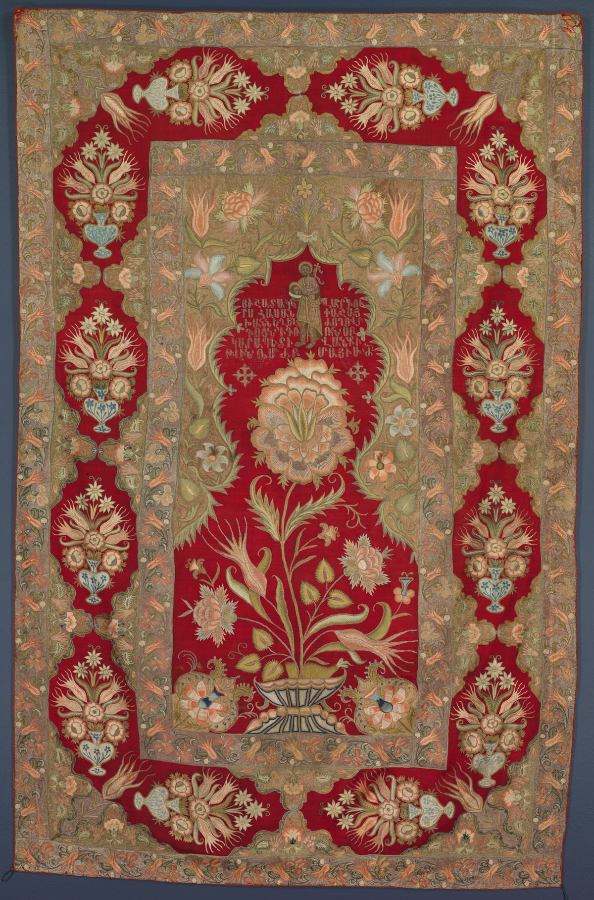 Embroidered Armenian liturgical curtain (1763) - Public Domain Orthodox Stock Photo