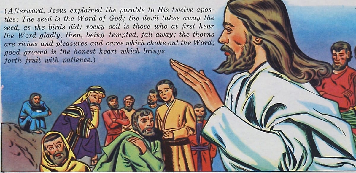 Jesus Explains the Parable of the Sower (1947) - Public Domain Catholic Comic Art