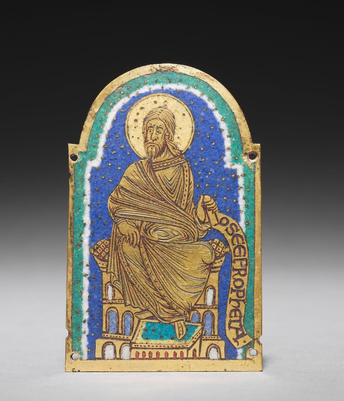 Plaque with Seated Prophet from a Reliquary Shrine: Osea (Hosea) (1175) - Public Domain Catholic Stock Photo