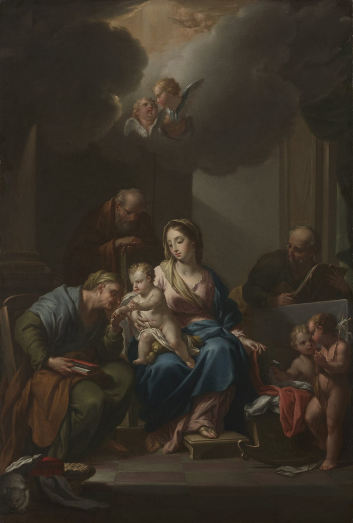Presentation Sketch for "The Holy Family with Saints Anne, Joachim, and John the Baptist" (for Santa Maria in Via Lata, Roma) (1729) by Francesco Trevisani - Public Domain Catholic Painting