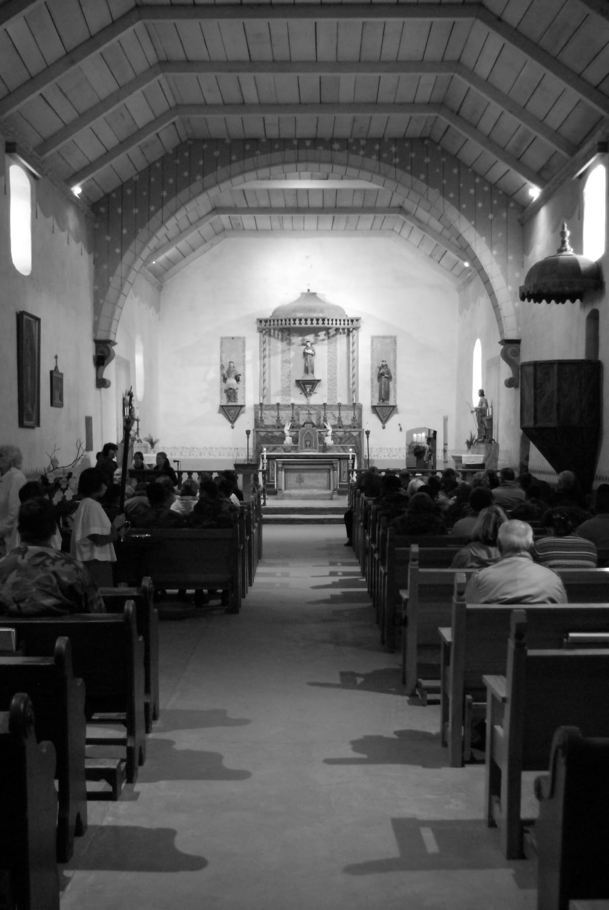 Sailors Share in a Catholic Mass at Mission San Antonio de Padua (2007) by PO2 Kenneth W. Robinson, USN - Public Domain Catholic Stock Photo