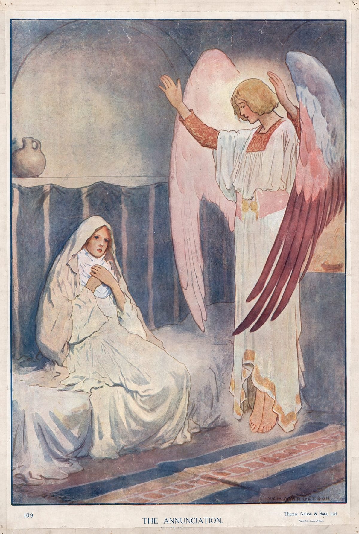 The Annunciation (1904) by William Henry Margetson - Public Domain Catholic Painting