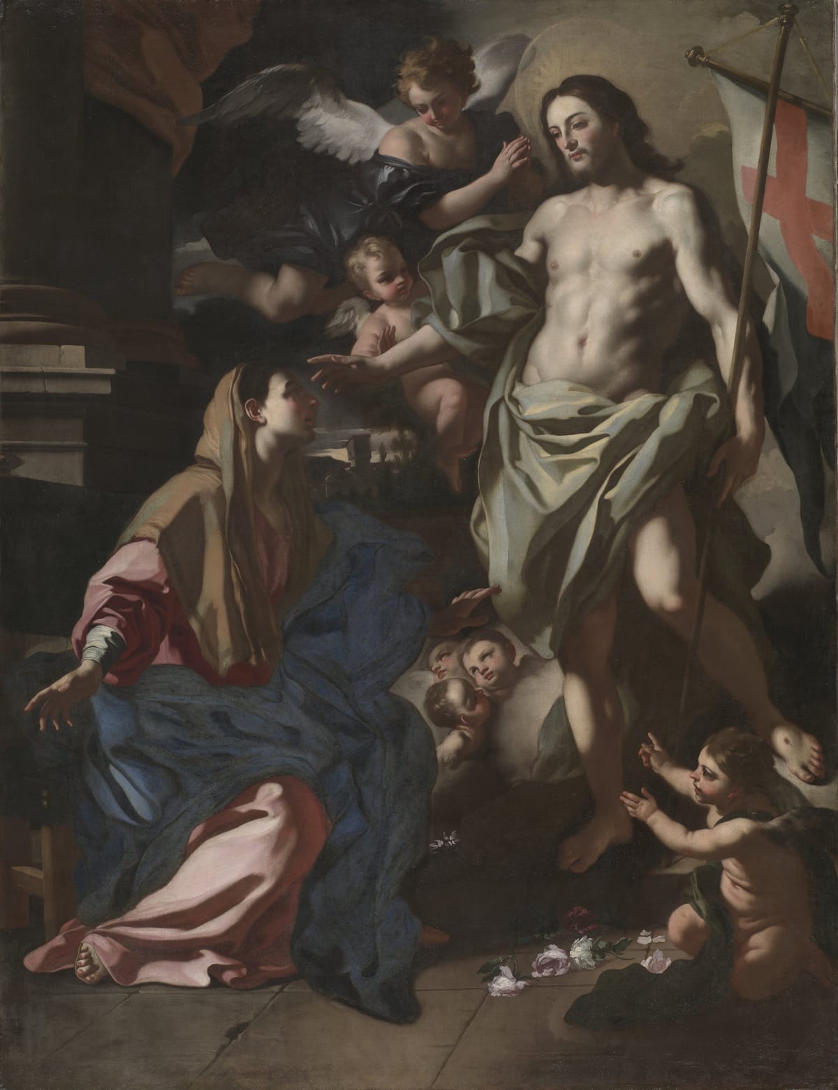 The Risen Christ Appearing to the Virgin (1708) by Francesco Solimena - Public Domain Catholic Painting