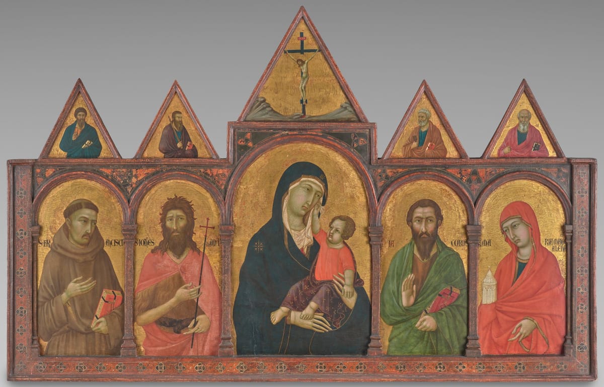 Virgin and Child with Saints (1320) by Ugolino di Nerio - Public Domain Catholic Painting