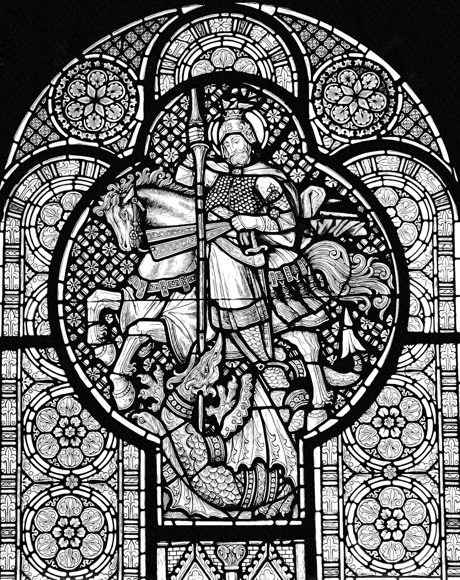 Saint George and the Dragon - Catholic Coloring Page