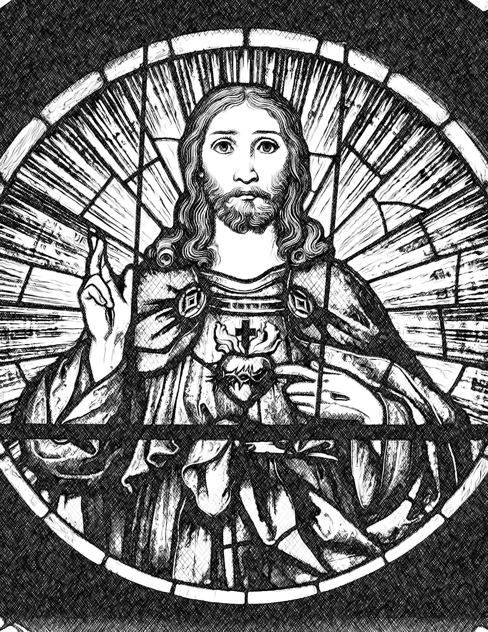 Sacred Heart of Jesus - Catholic Coloring Page