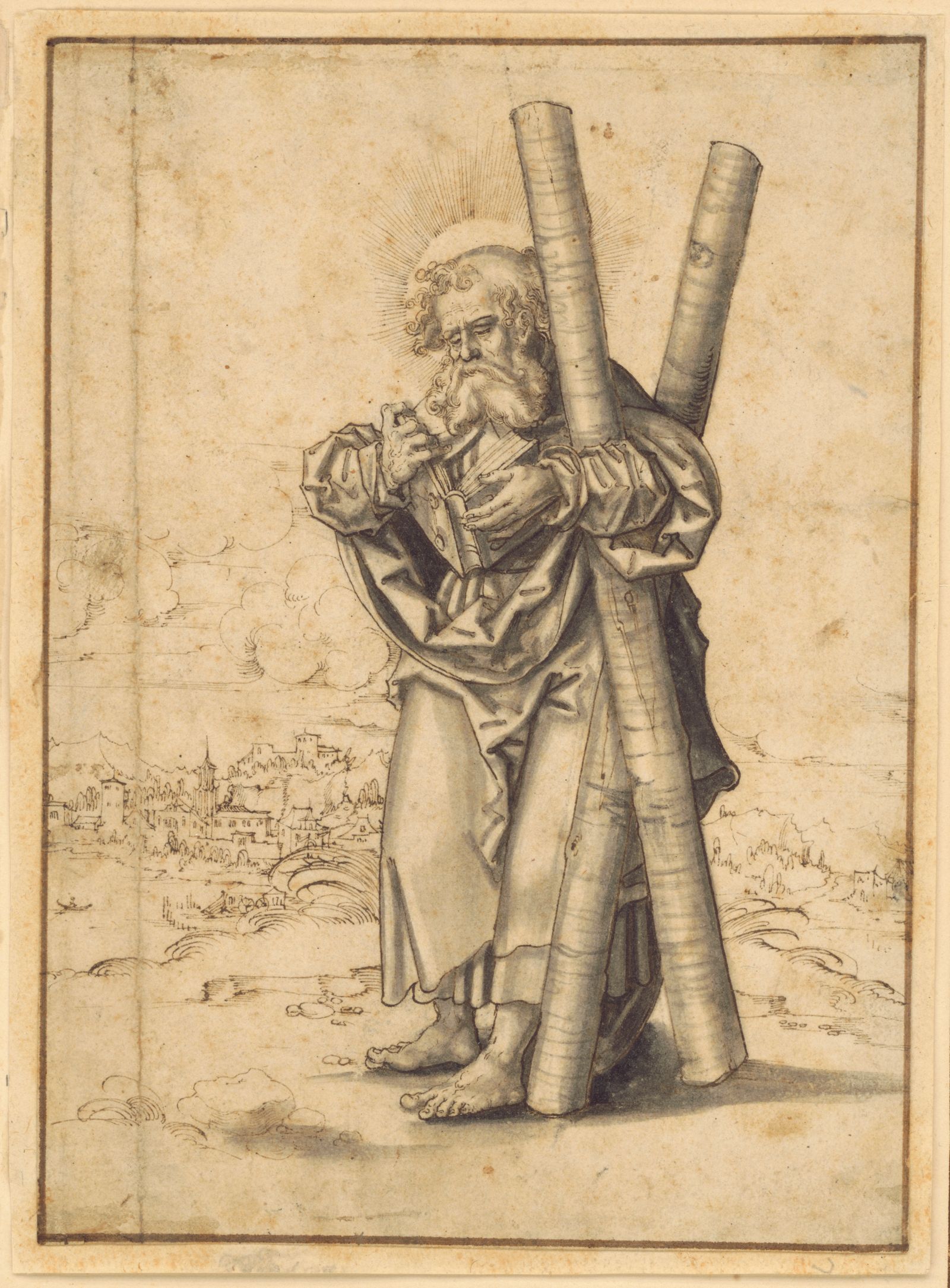Saint Andrew by Master H.B. (about 1530) Public Domain Catholic Drawing