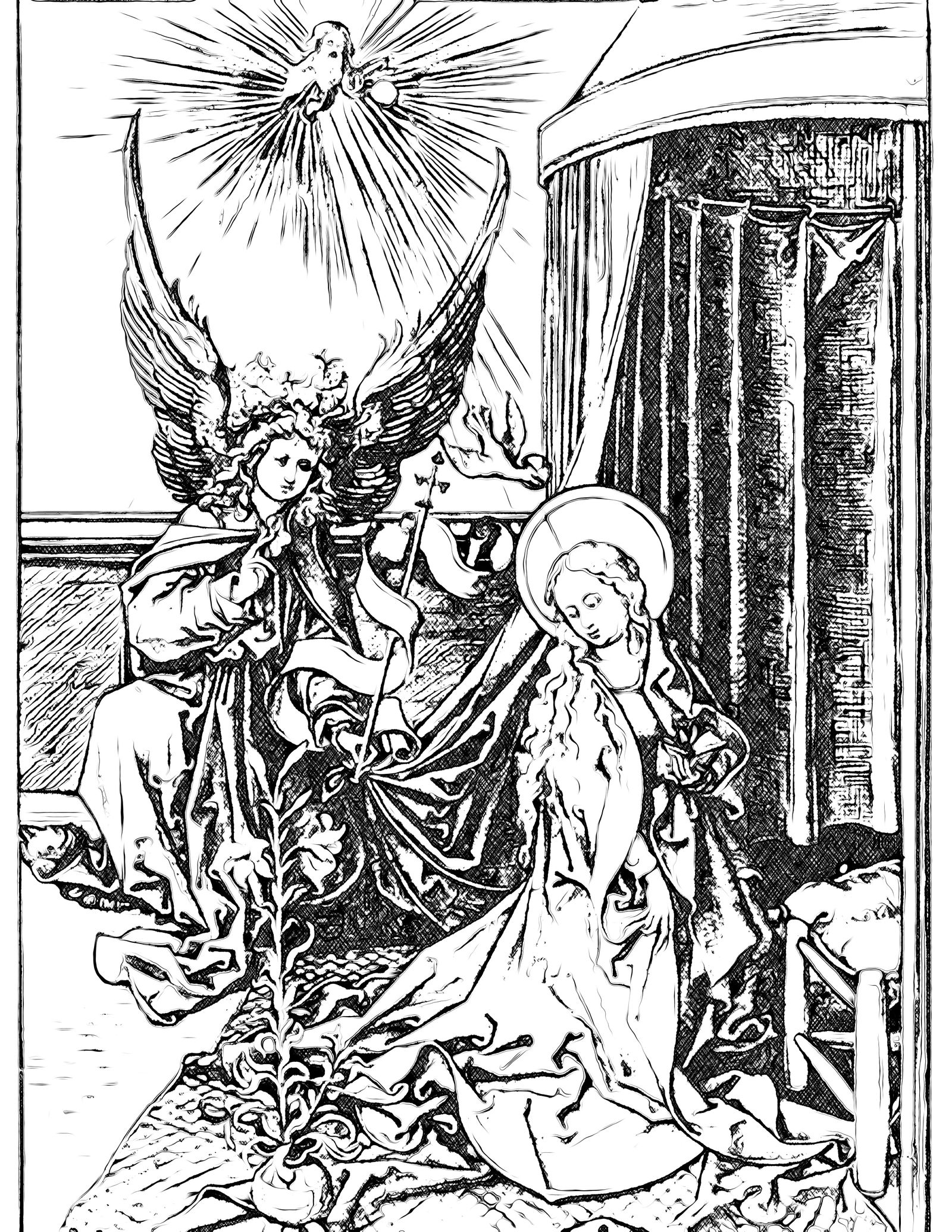 The Annunciation - Bible Coloring Page