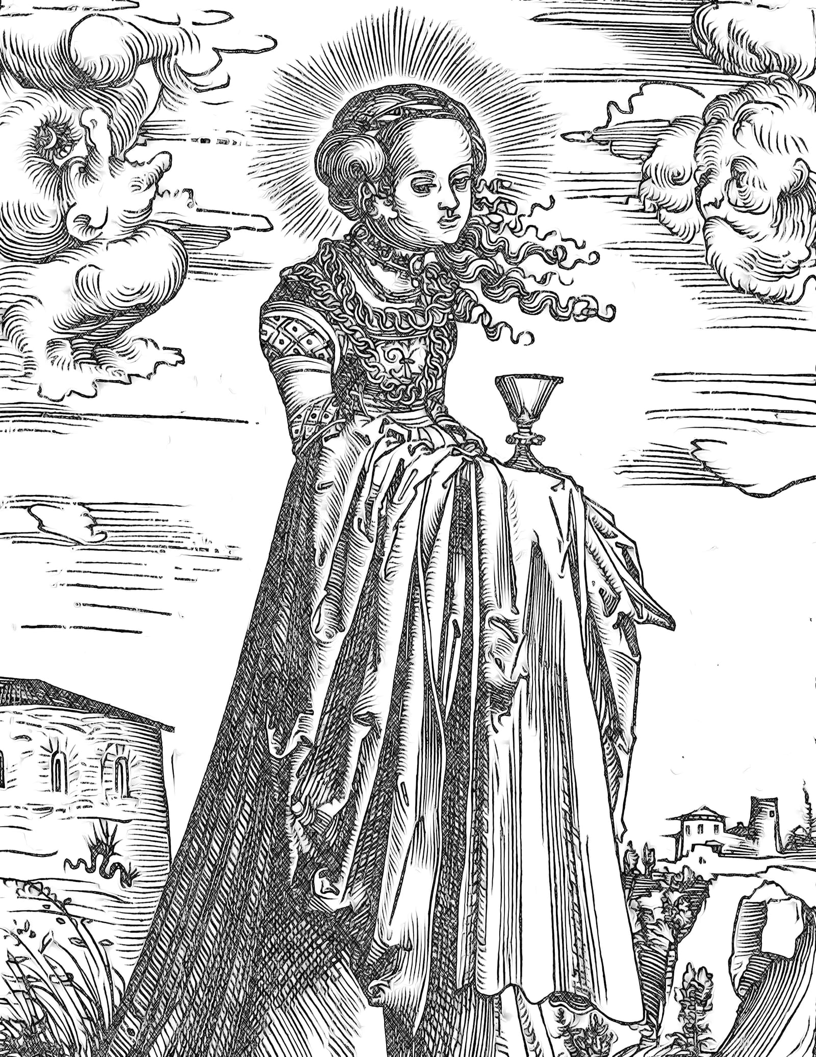 Saint Barbara - Catholic Coloring Page
