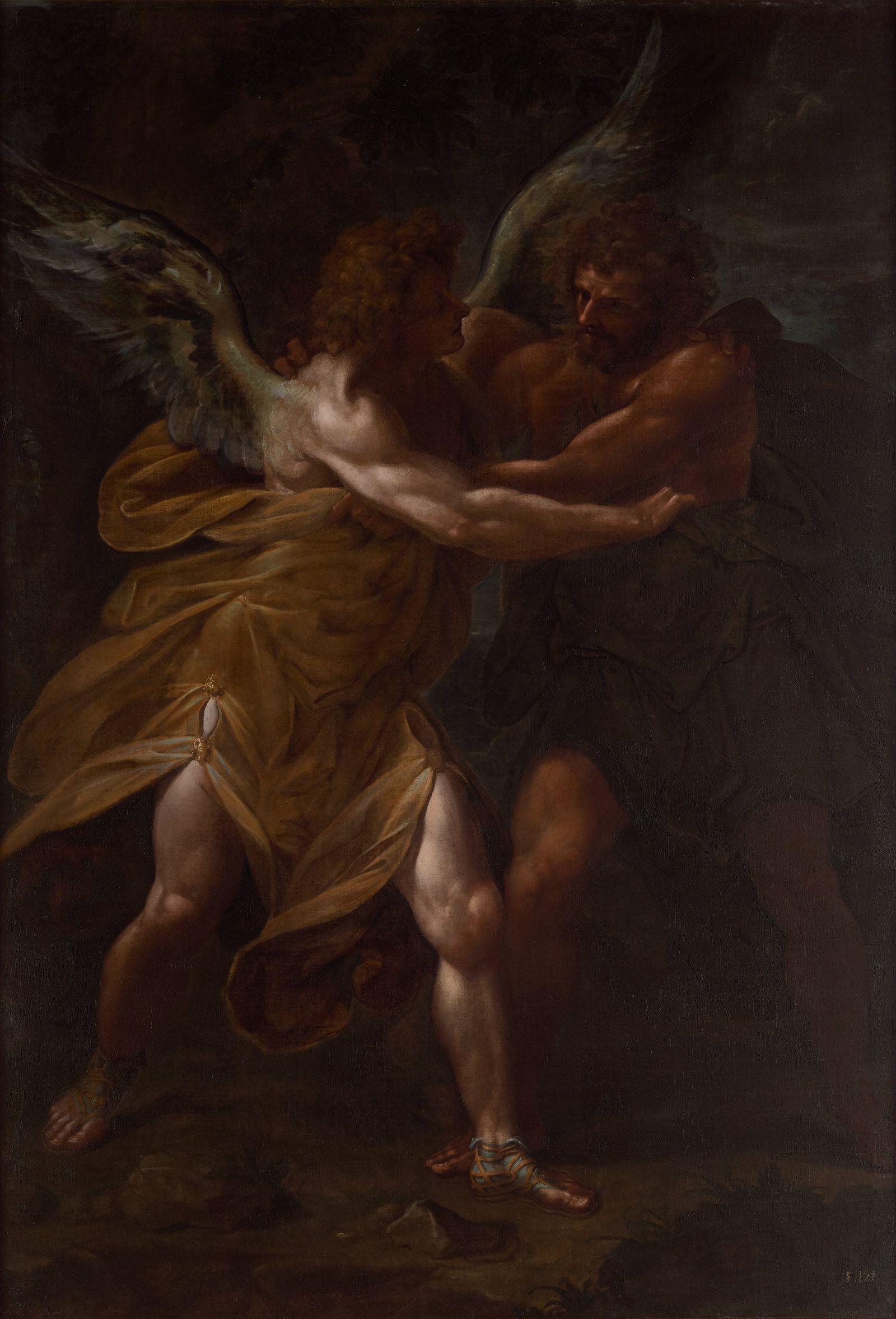 Jacob Wrestling with the Angel (early 1620s) by Cristoforo Roncalli ...