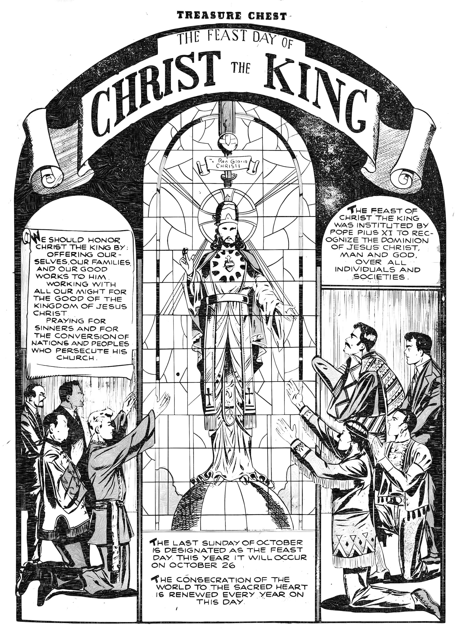 Christ The King Comic Catholic Coloring Page