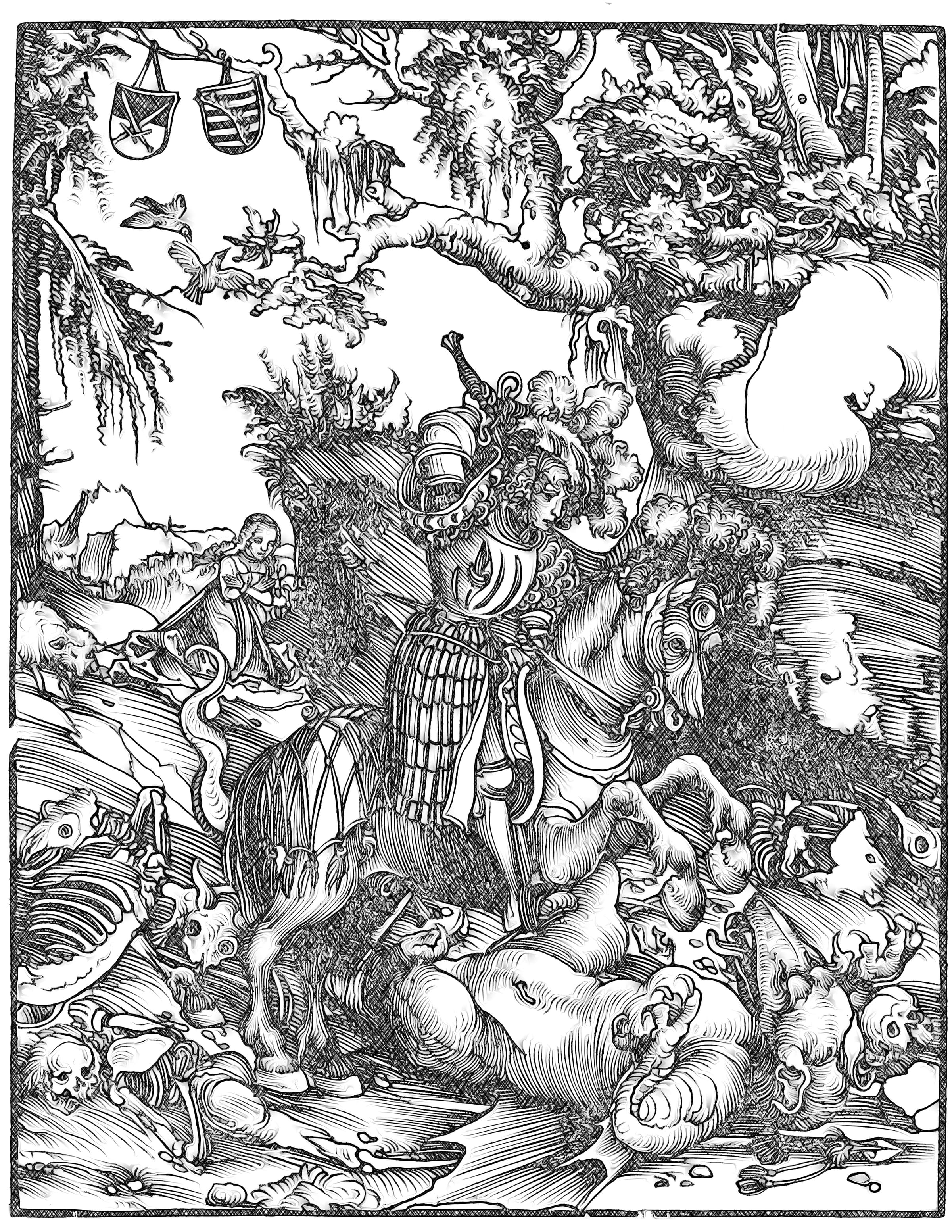 Saint George and the Dragon - Catholic Coloring Page