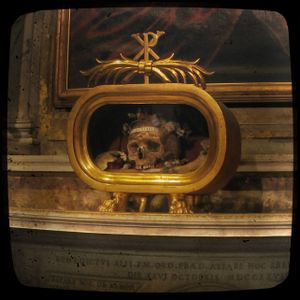 Skull of Saint Valentine - Catholic Stock Photo