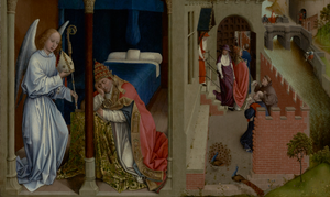 The Dream of Pope Sergius (1430s) by Workshop of Rogier van der Weyden - Public Domain Catholic Painting