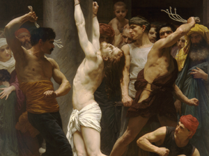Flagellation of Our Lord Jesus Christ (1880) by William-Adolphe Bouguereau - Public Domain Catholic Painting