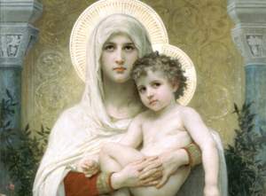 The Madonna of the Roses (1903) by William-Adolphe Bouguereau - Public Domain Catholic Painting