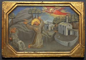 St. Francis of Assisi Receiving the Stigmata (1430) by Bicci di Lorenzo - Public Domain Catholic Painting