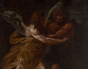 Jacob Wrestling with the Angel (early 1620s) by Cristoforo Roncalli - Public Domain Bible Painting