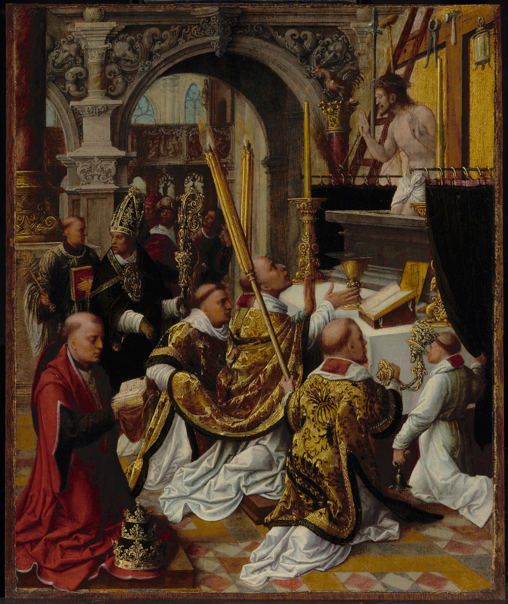 The Mass of Saint Gregory the Great by Adriaen Ysenbrandt (1510-1550) - Public Domain Catholic Painting