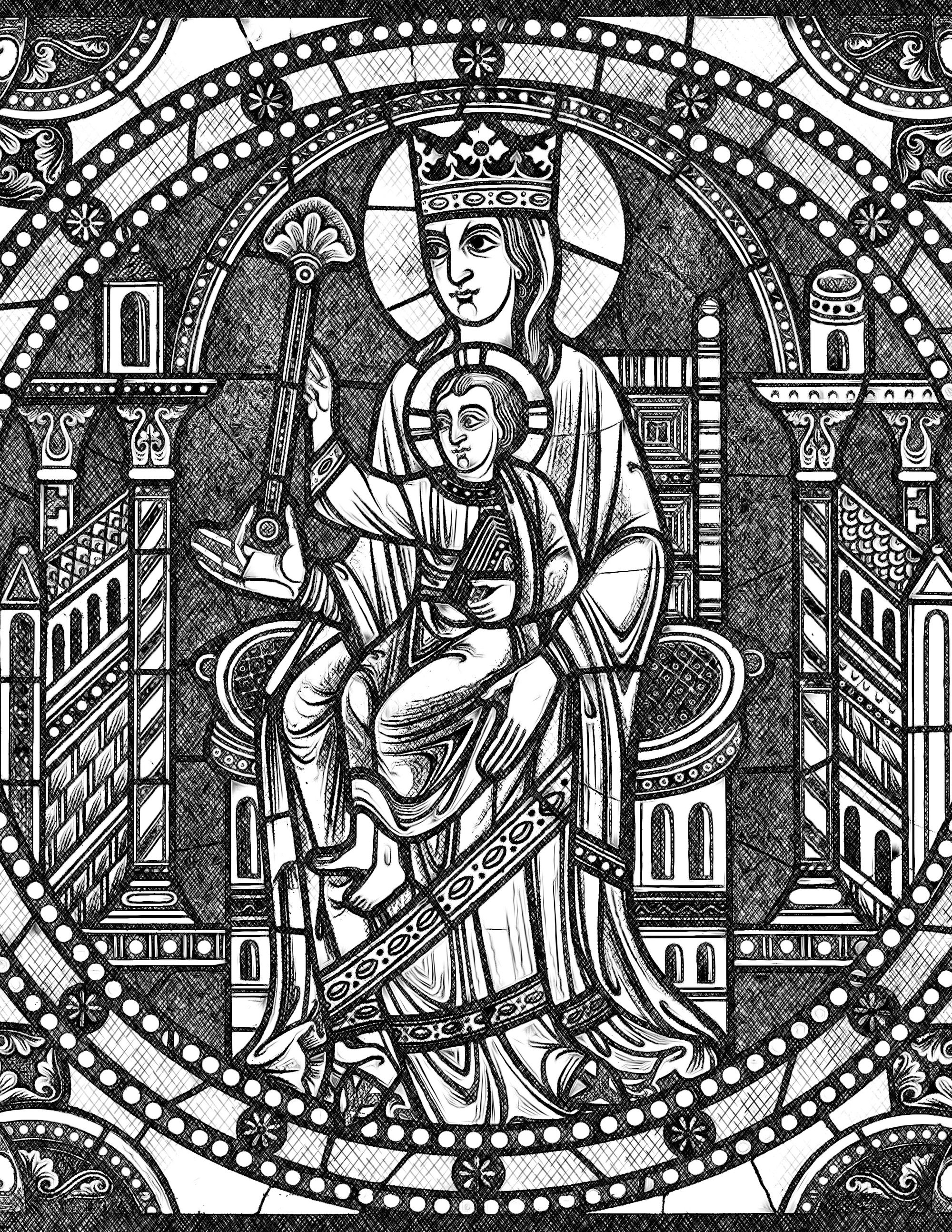 Madonna and Child - Catholic Coloring Page