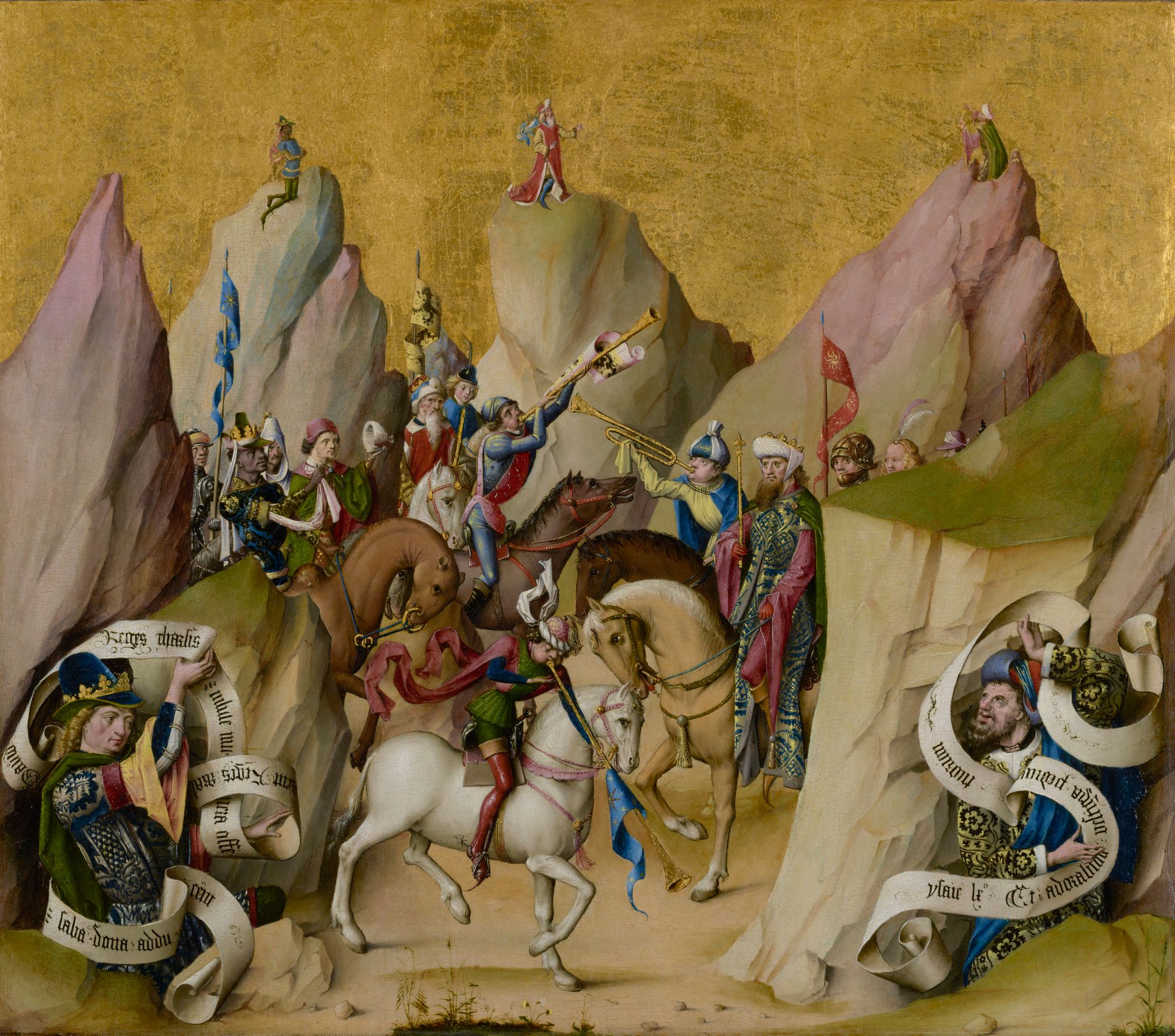 The Meeting of the Three Kings, with David and Isaiah (before 1480) by Master of the St. Bartholomew Altarpiece - Public Domain Bible Painting